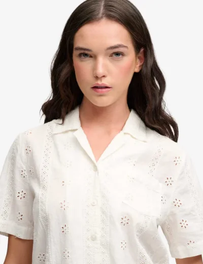 Picture of Superdry Womens Heritage Broderie Shirt | Off White