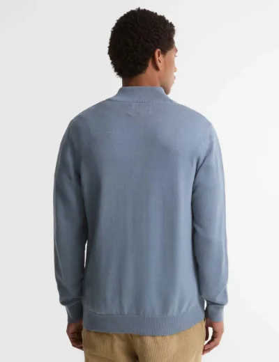 Barbour Cotton Half Zip Knitted Jumper | Light Blue