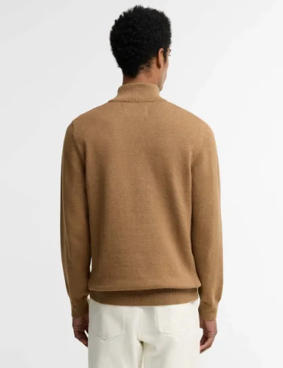 Barbour Cotton Half Zip Knitted Jumper | Sand