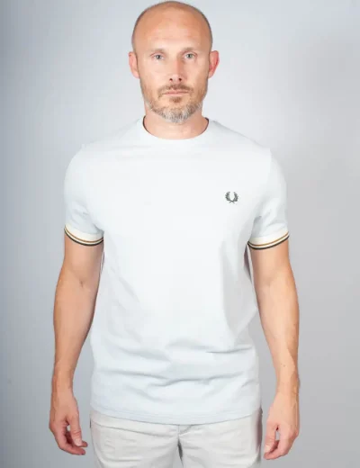 Fred Perry Mens Twin Tipped Cuff T-Shirt | Light Blue