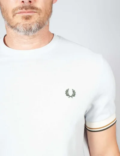 Fred Perry Mens Twin Tipped Cuff T-Shirt | Light Blue
