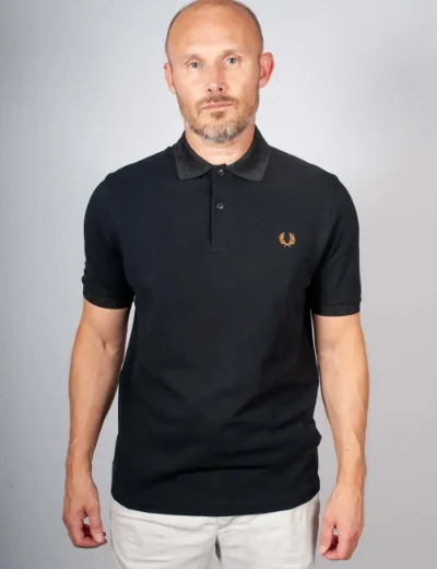 Fred Perry Mens Jacquard Trim Polo Shirt | Black