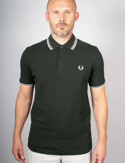 Fred Perry Mens Twin Tipped Polo Shirt | Night Green