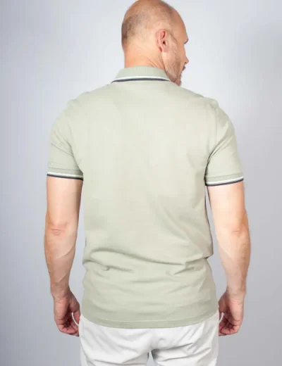 Fred Perry Mens Twin Tipped Polo Shirt | Seagrass / Ecru / Dark Airforce