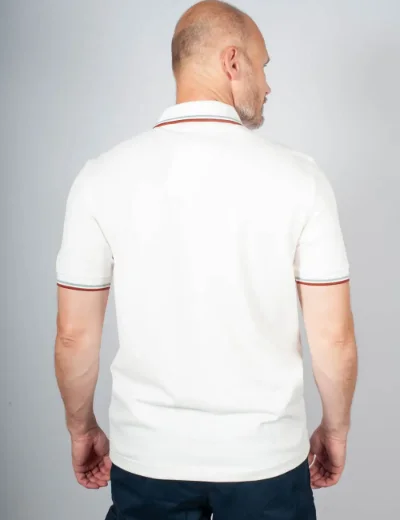 Fred Perry Mens Twin Tipped Polo | Snow White / Blue / Brandy
