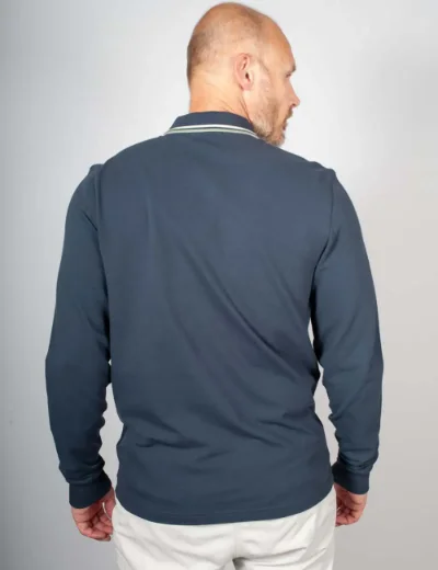 Fred Perry Long Sleeve Twin Tipped Polo | Dark Airforce/ Ecru / Seagrass