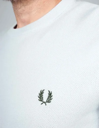 Fred Perry Mens Pique Stitch Jumper | Dusky Blue