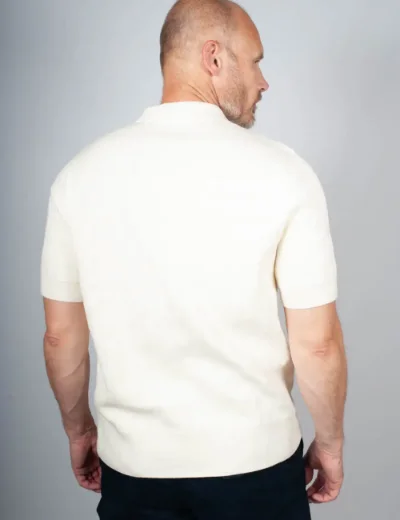 Fred Perry Mens Pointelle Knitted Polo Shirt | Ecru