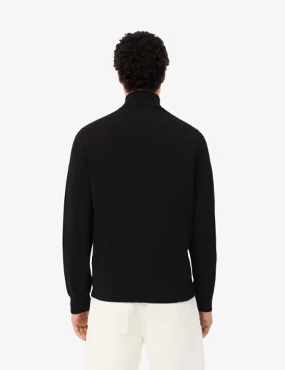 Lacoste Mens Zipped High Neck Cotton Sweater | Black 