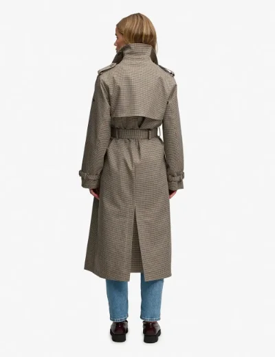 Superdry Micro Check Trenchcoat | Brown Micro Houndstooth
