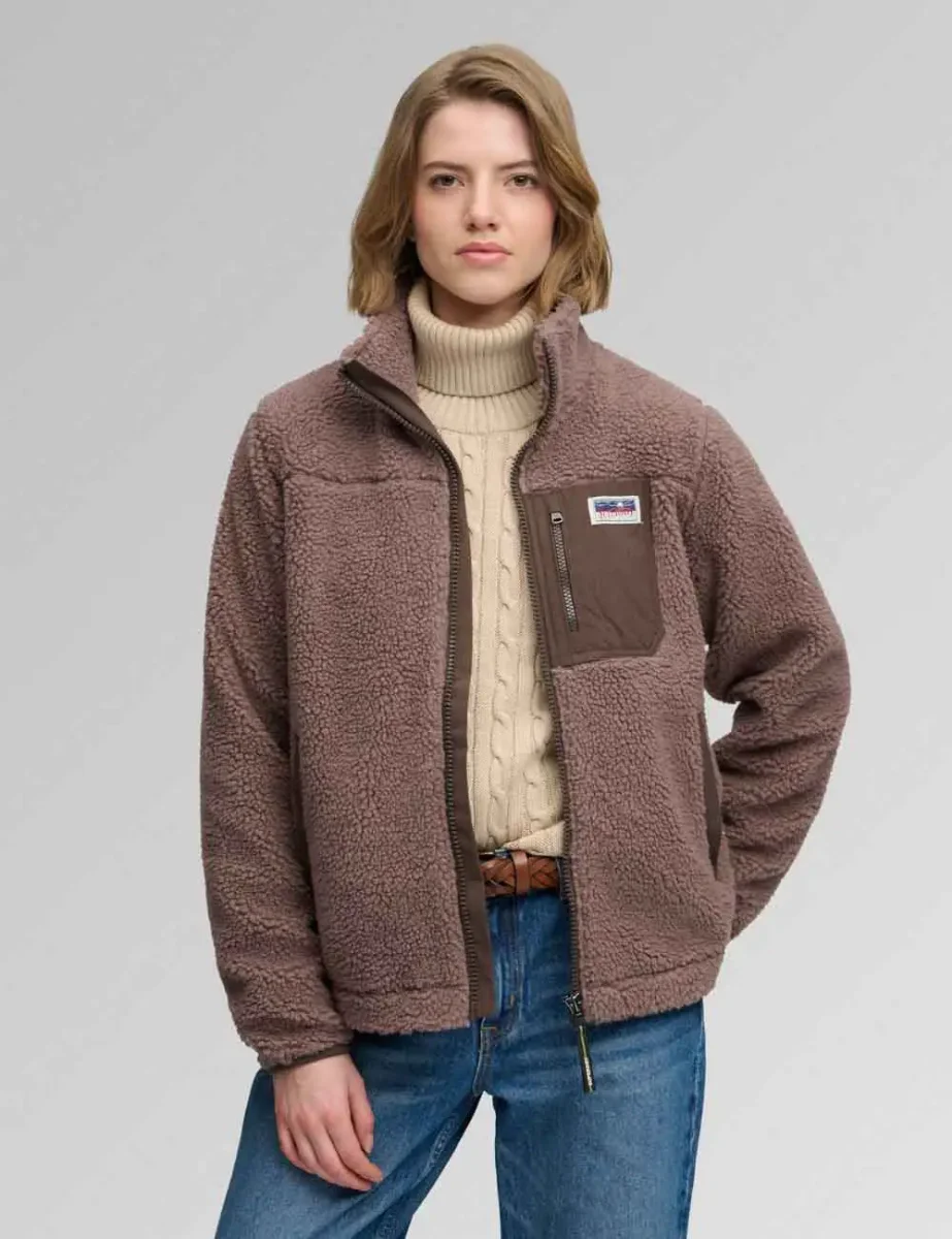 Superdry Heritage Zip Through Fleece | Dark Taupe
