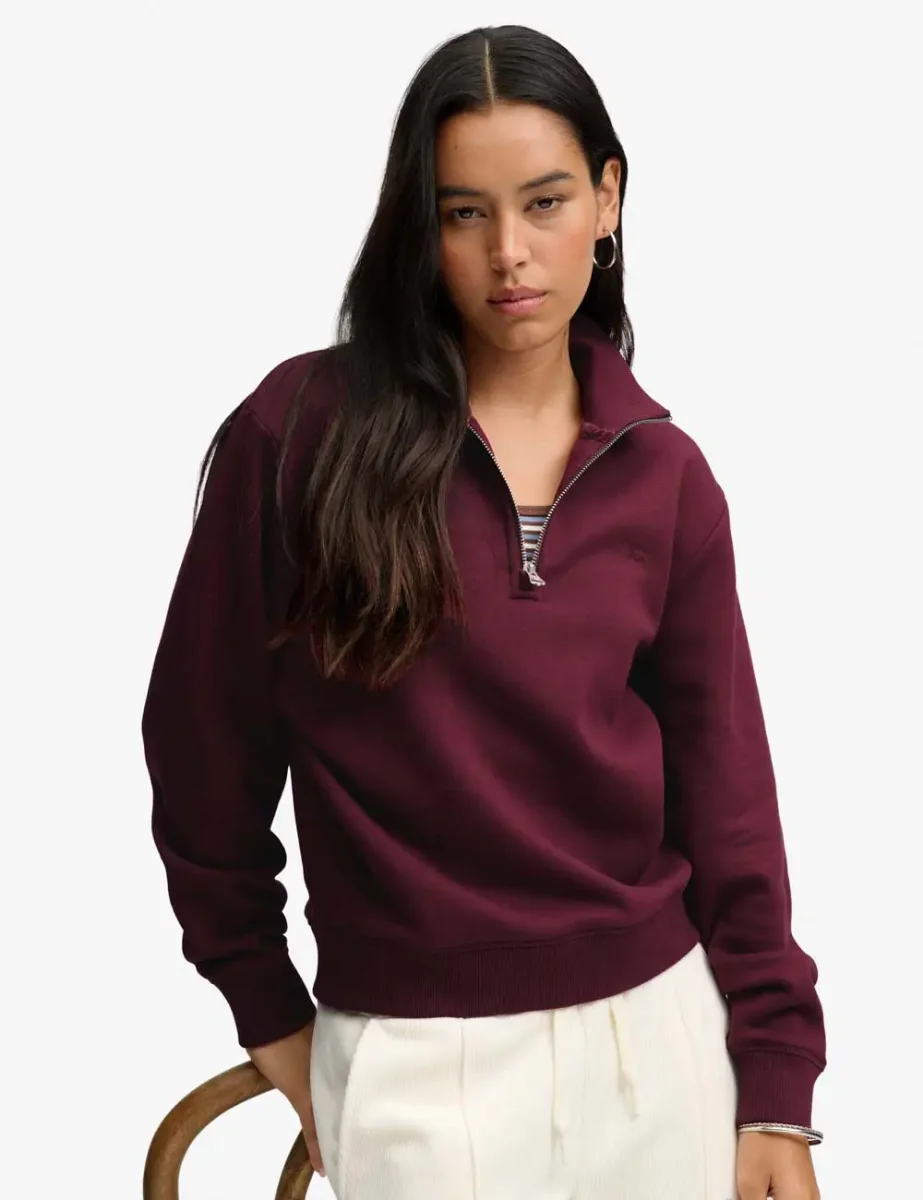 Picture of Superdry Womens Signature Embroidered Half Zip Sweater | Port Red