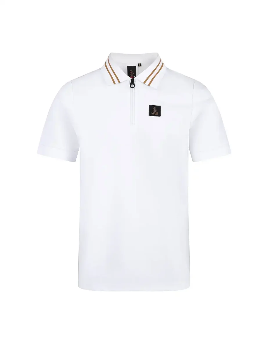 LUKE Throop Zip Neck Polo | White Gold