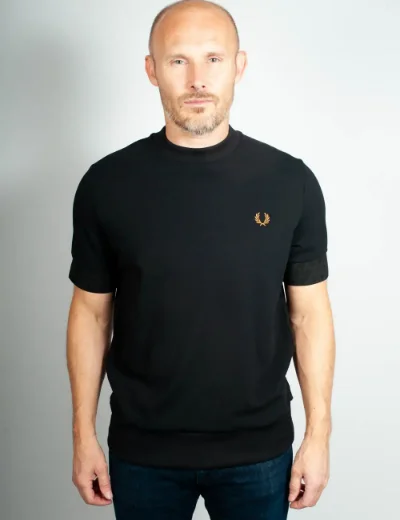 Picture of Fred Perry Jacquard Cuff T-Shirt | Black