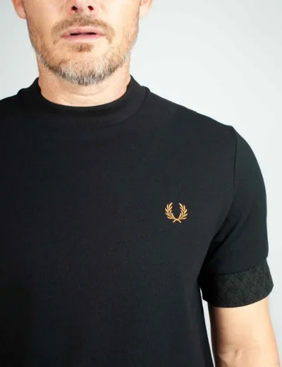 Picture of Fred Perry Jacquard Cuff T-Shirt | Black