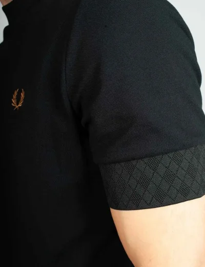 Picture of Fred Perry Jacquard Cuff T-Shirt | Black