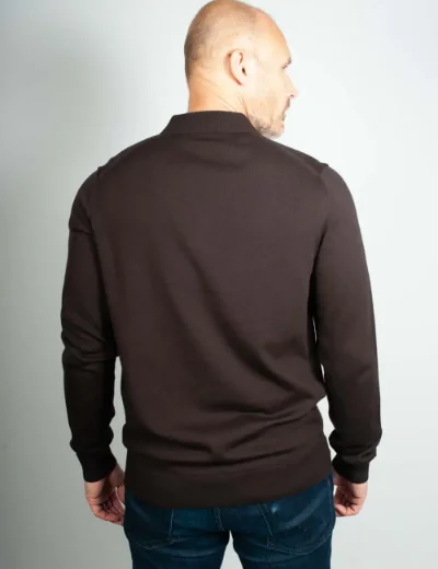 Fred Perry Long Sleeve Knitted Polo Shirt | Rich Brown