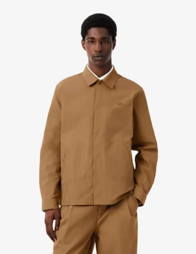 Lacoste Cotton Blend Twill Overshirt | Brown