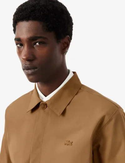 Lacoste Cotton Blend Twill Overshirt | Brown