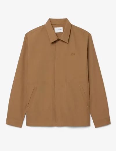 Lacoste Cotton Blend Twill Overshirt | Brown