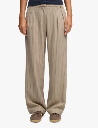 Picture of Superdry Womens Mid Rise Pinstripe Trouser | Beige