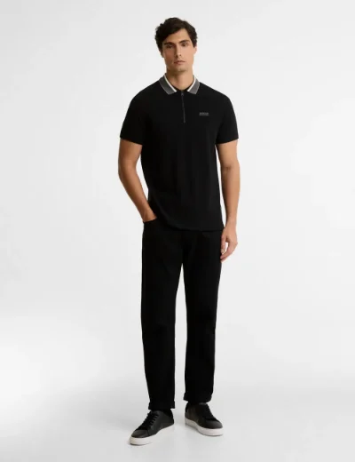 Barbour International Mens Newport Tipped Polo Shirt | Black