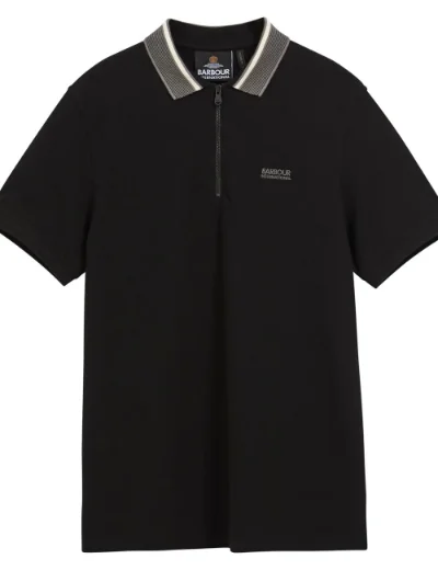 Barbour International Mens Newport Tipped Polo Shirt | Black