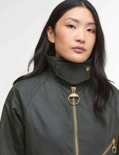 Barbour Womens Arlene Waxed Jacket | Fern / Ancient Tartan