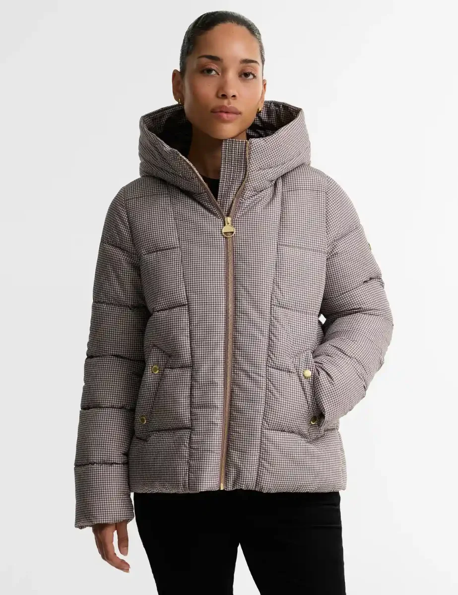 Barbour International Printed Brantley Puffer Jacket | Truffle Northumberland Check