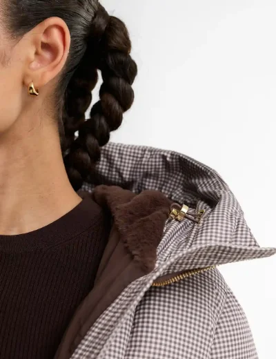 Barbour International Printed Brantley Puffer Jacket | Truffle Northumberland Check