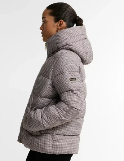 Barbour International Printed Brantley Puffer Jacket | Truffle Northumberland Check