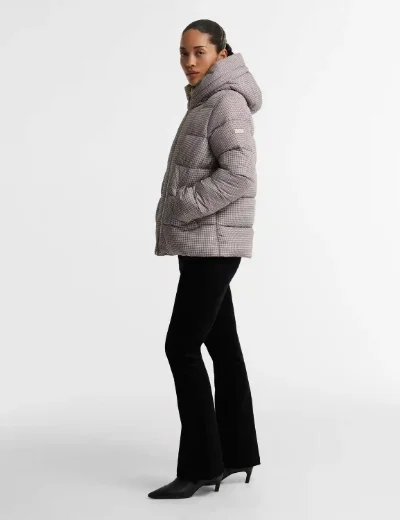 Barbour International Printed Brantley Puffer Jacket | Truffle Northumberland Check