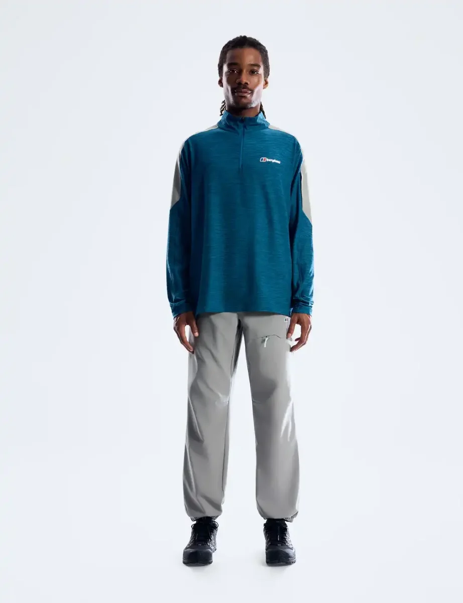 Picture of Berghaus Farndale Long Sleeve Half Zip Tech Tee | Polar / Blue Abyss