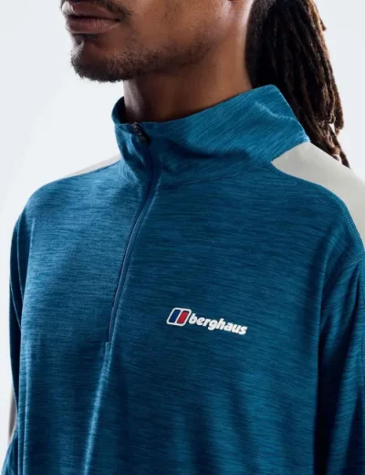 Picture of Berghaus Farndale Long Sleeve Half Zip Tech Tee | Polar / Blue Abyss