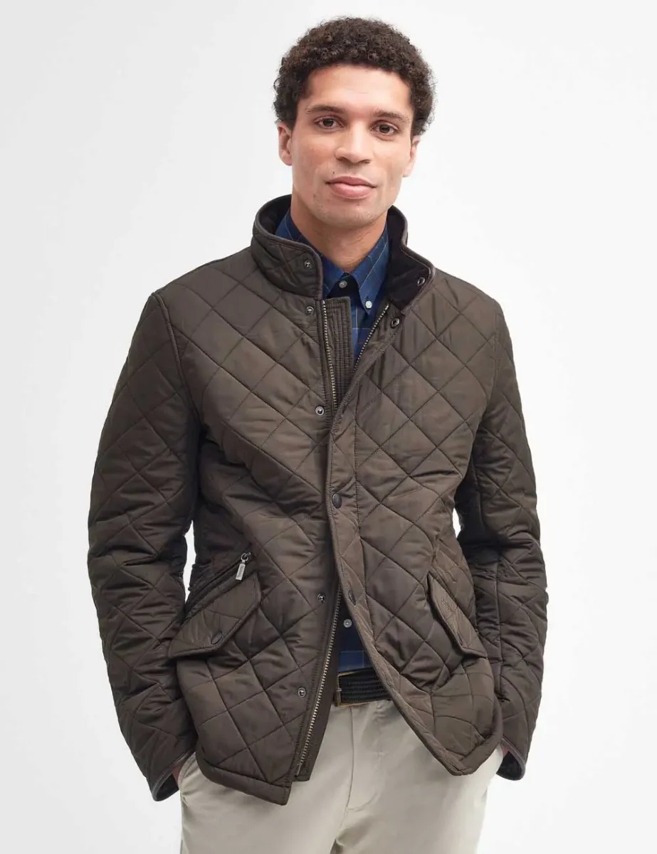 Barbour Mens Powell Quilted Jacket | Olive