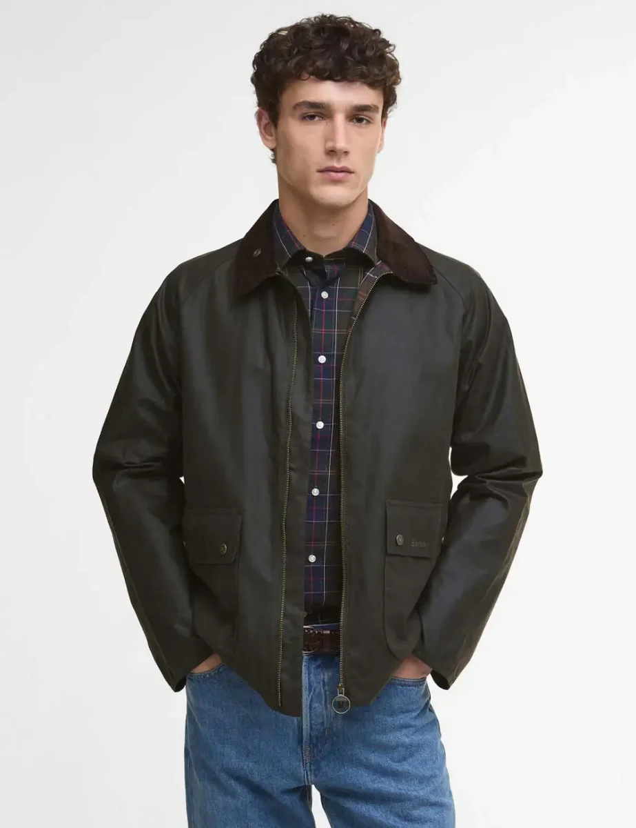 Barbour Short Bedale Wax Jacket | Olive