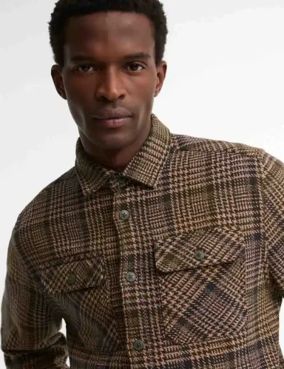 Barbour Millom Relaxed Houndstooth Shirt | Olive