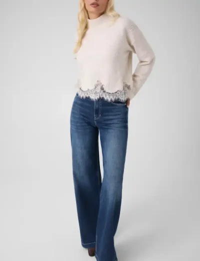 Guess Wool Blend Lace Sweater | Grey
