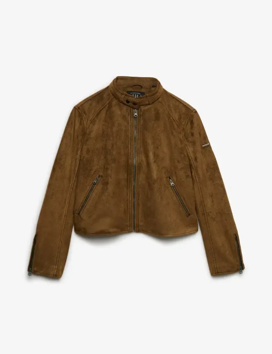 Superdry Womens Moto Faux Leather Jacket | Antique Bronze