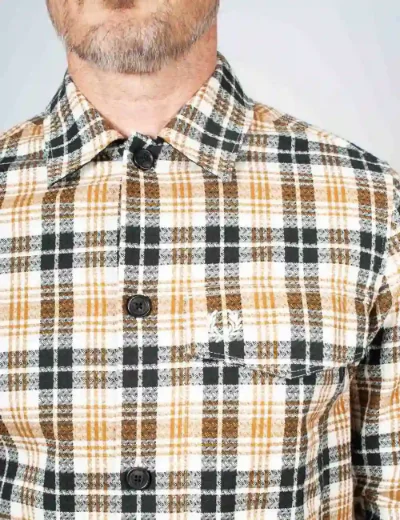 Fred Perry Mens Textured Check Overshirt | Ecru