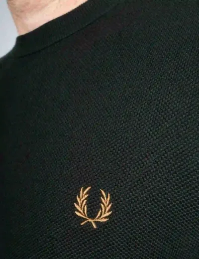 Fred Perry Mens Pique Stitch Jumper  | Night Green