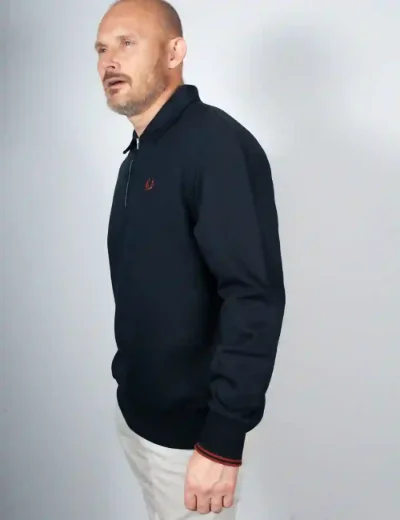 Picture of Fred Perry Mens Half Zip Collared Sweatshirt | Navy