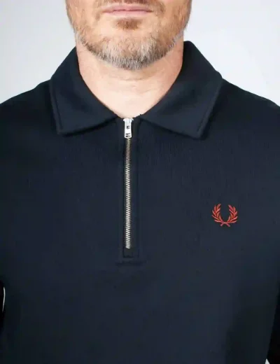 Picture of Fred Perry Mens Half Zip Collared Sweatshirt | Navy