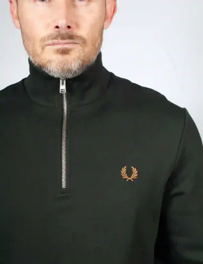 Picture of Fred Perry Mens Half Zip Sweatshirt | Night Green