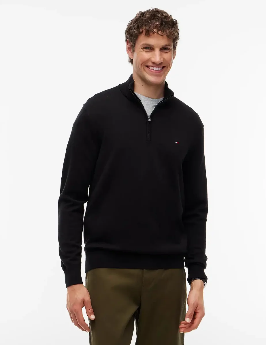 Tommy Hilfiger Quarter-Zip Mock Neck Jumper | Black