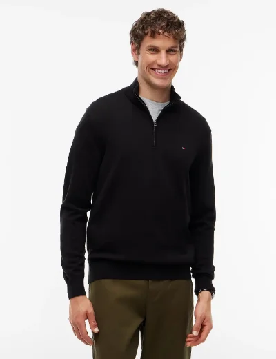 Tommy Hilfiger Quarter-Zip Mock Neck Jumper | Black