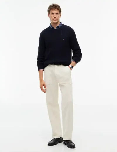 Tommy Hilfiger Tipped Cuff Crew Neck Jumper | Navy Blue