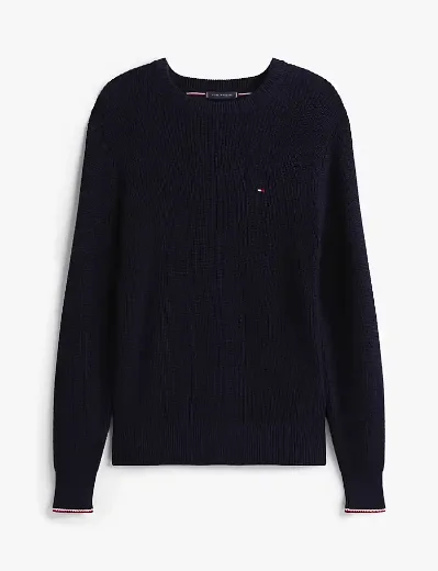 Tommy Hilfiger Tipped Cuff Crew Neck Jumper | Navy Blue