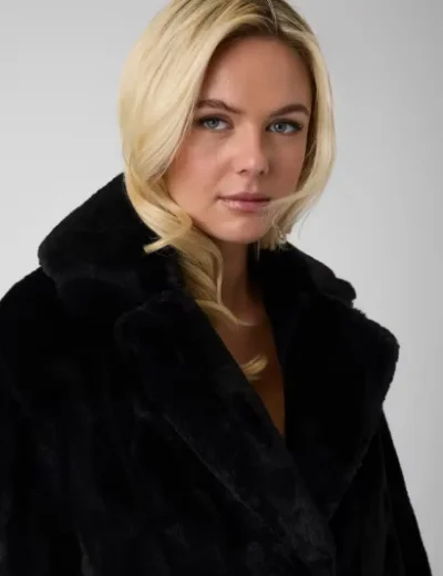 Guess Womens Sophy Faux Fur Coat | Black