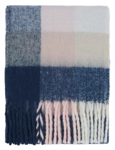 Barbour Women Marie Check Scarf / Navy / Blush Pink